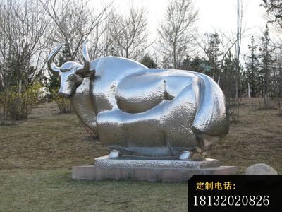 台州公园不锈钢抽象牛动物雕塑