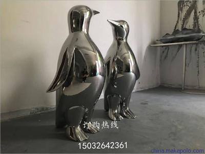 企鹅雕塑厂家 海洋生物摆件 不锈钢动物雕塑公司 金属企鹅摆件