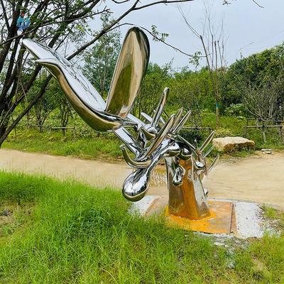 不锈钢雕塑抽象动物镜面飞鸟
