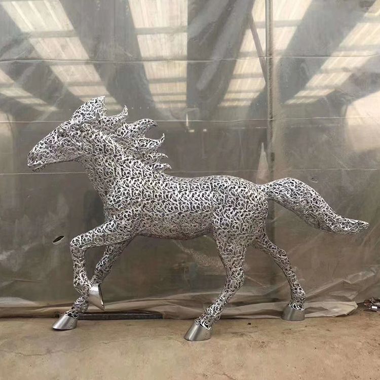 广场不锈钢雕塑马雕塑镂空雕塑不锈钢动物雕塑园林摆件
