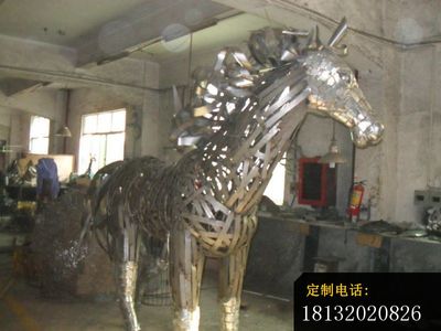 石家庄公园不锈钢抽象马动物雕塑